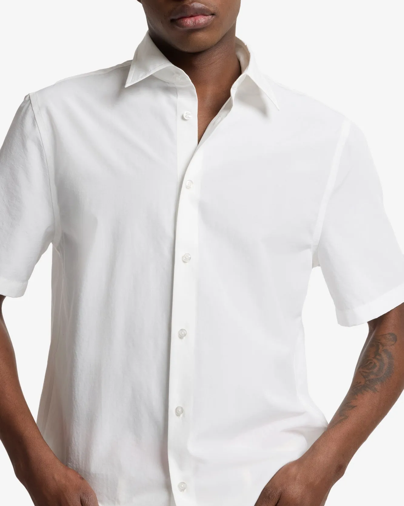 Short Sleeve Poplin Shirt in White sold by 7 For All Mankind product image thumbnail 3