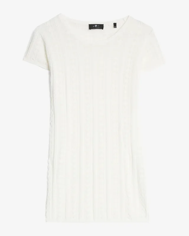 Short Sleeve Pointelle Crew Sweater in Ivory sold by 7 For All Mankind