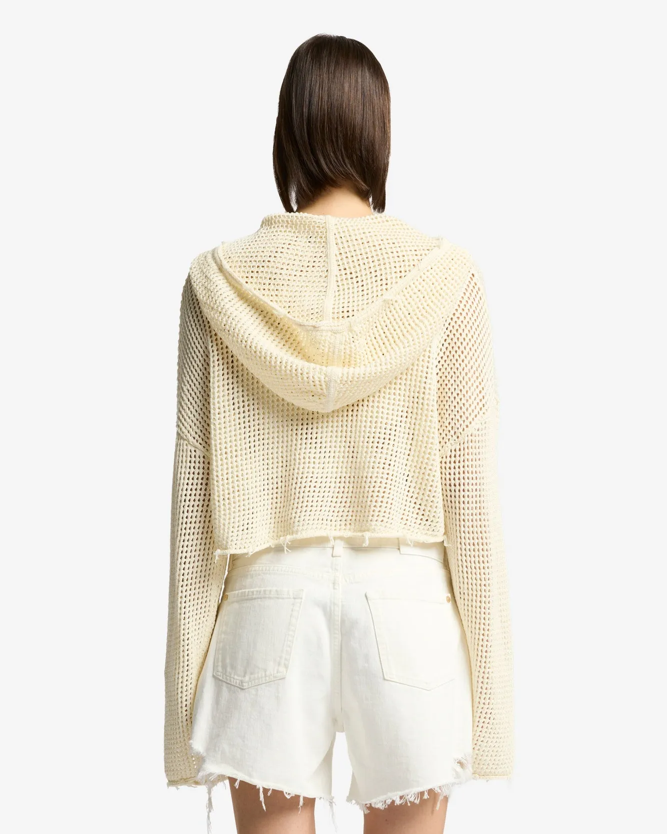 Cropped Open Knit Hoodie in Solitary Star sold by 7 For All Mankind product image thumbnail 5