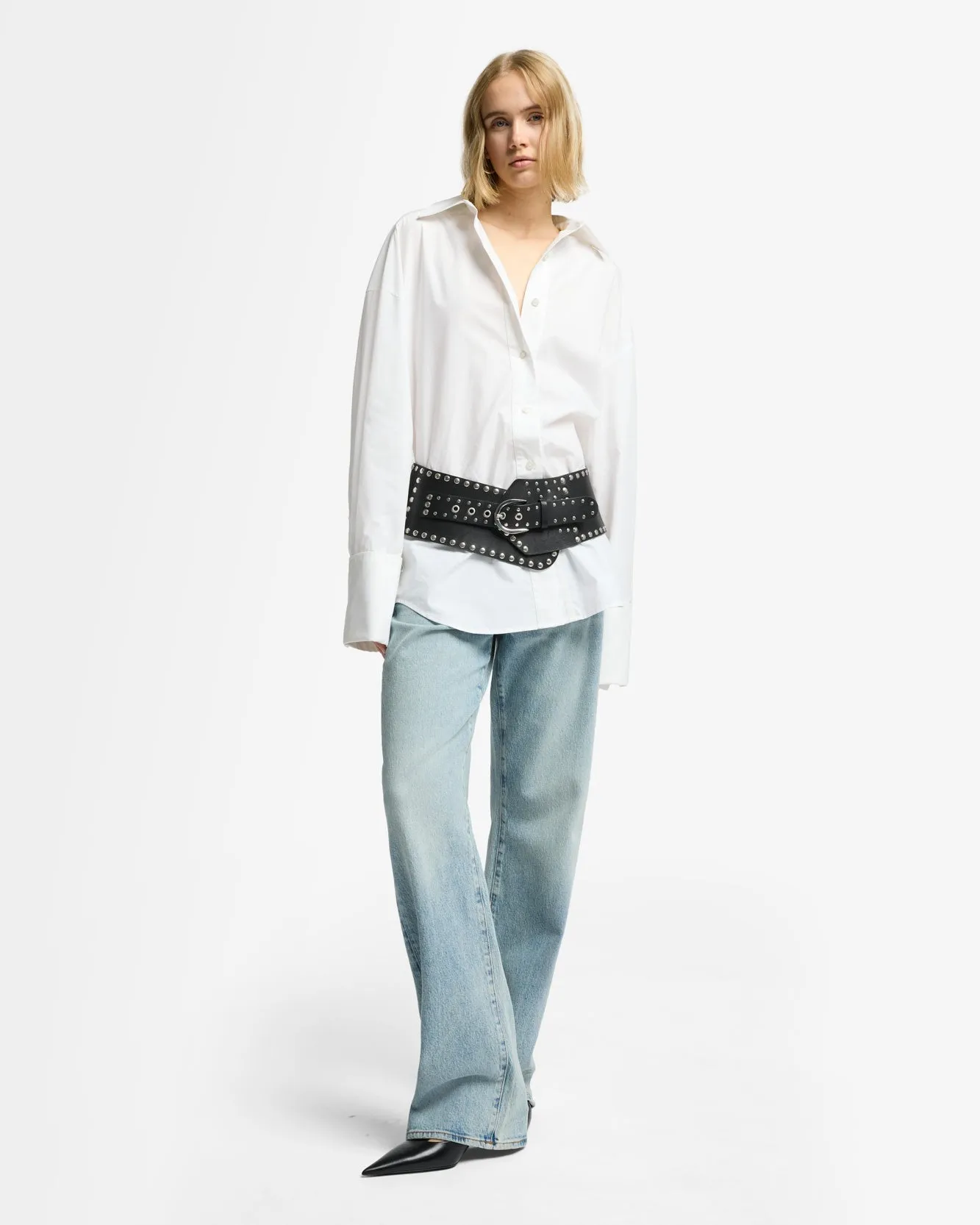 Poplin Oversized Shirt in White sold by 7 For All Mankind product image thumbnail 3