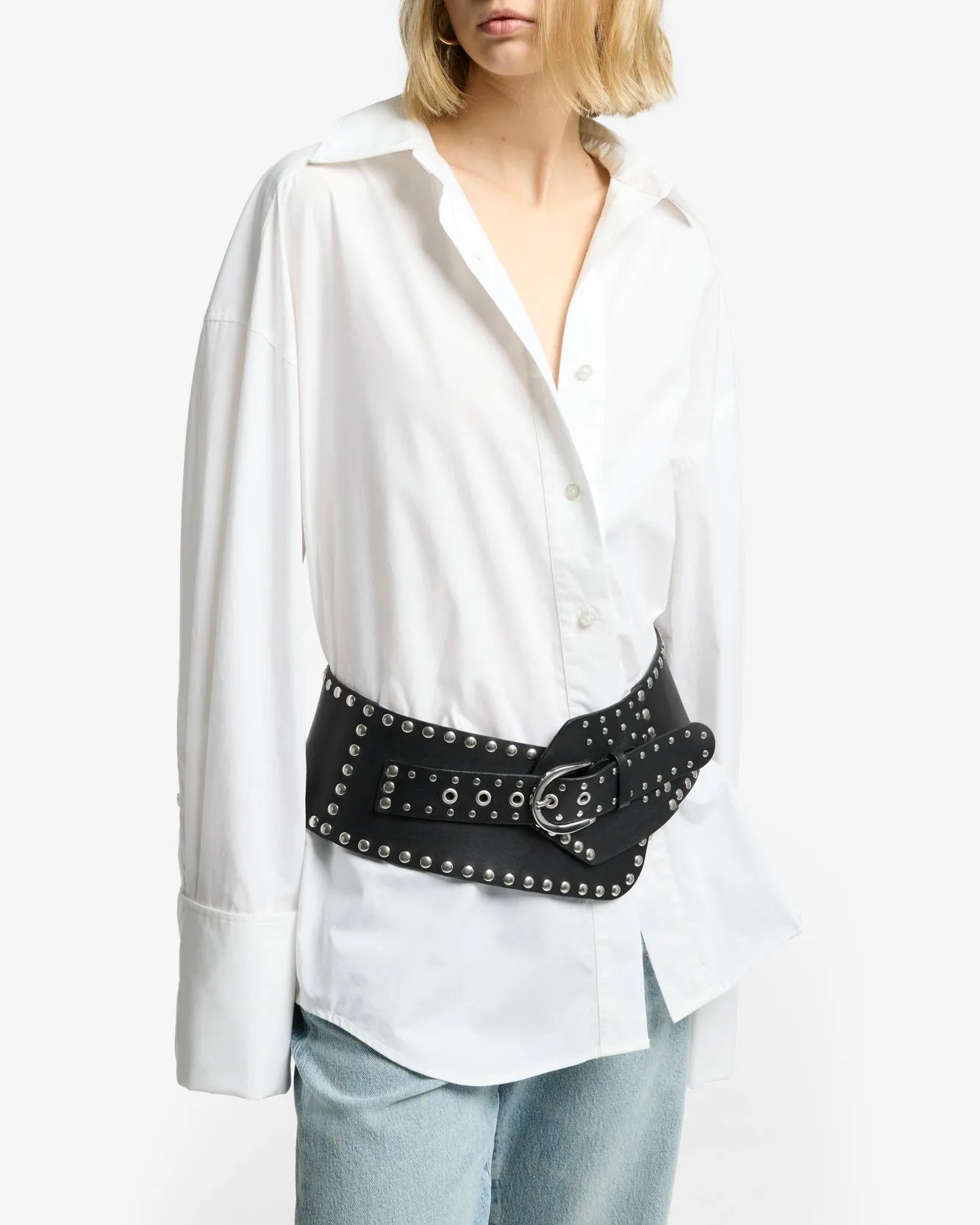 Poplin Oversized Shirt in White sold by 7 For All Mankind product image thumbnail 4