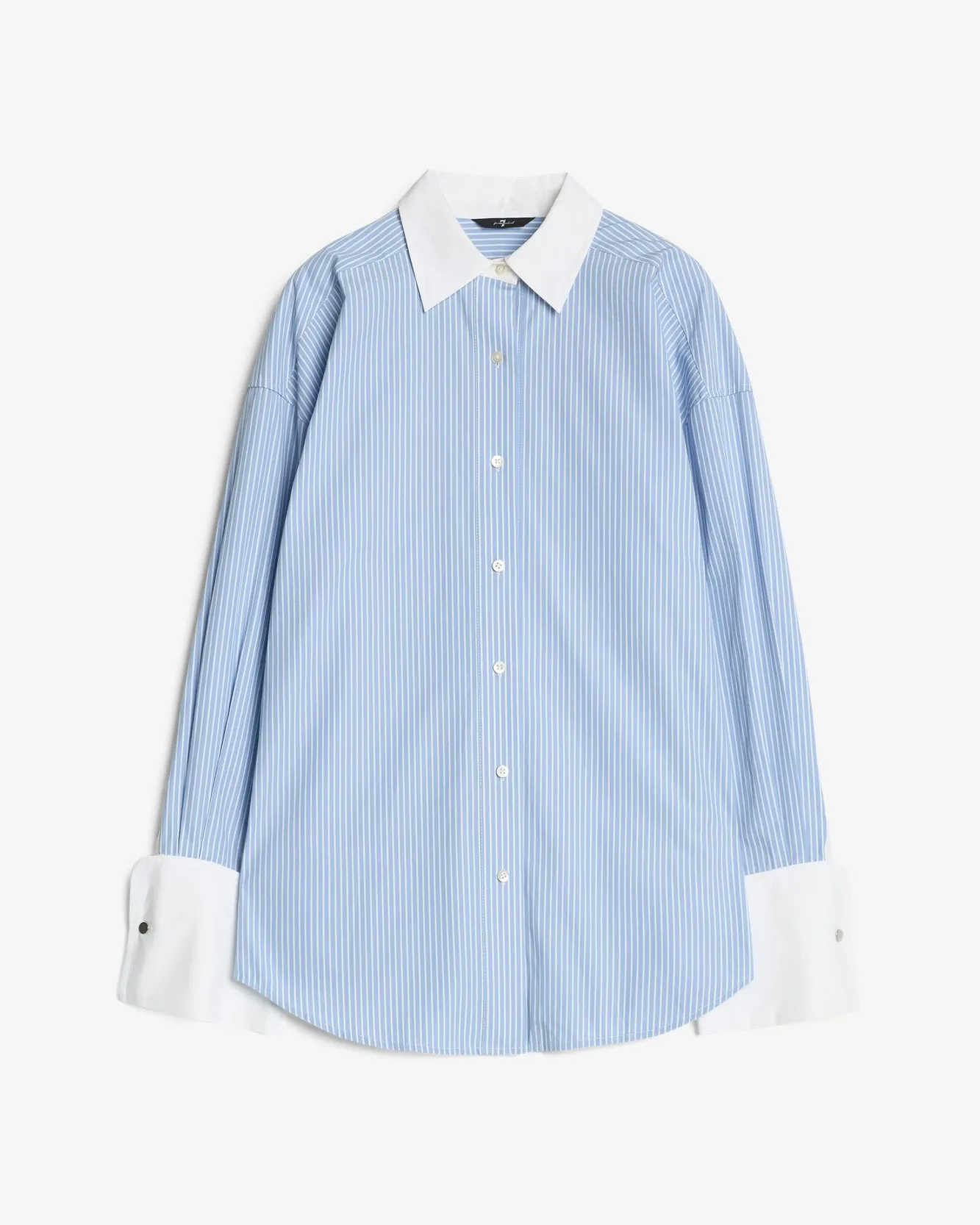 Poplin Oversized Shirt in Pinstripes sold by 7 For All Mankind