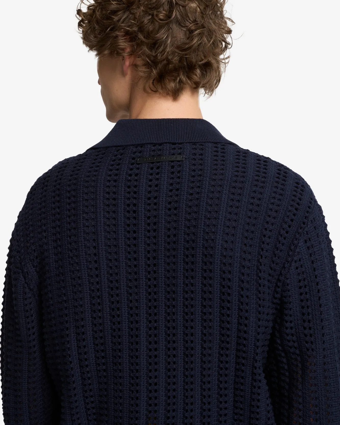 Crochet Knit Polo in Navy sold by 7 For All Mankind product image thumbnail 3