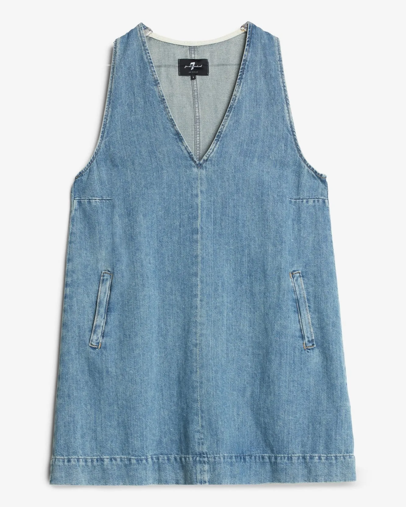 Indigo Linen V-Neck Dress in Arizona sold by 7 For All Mankind