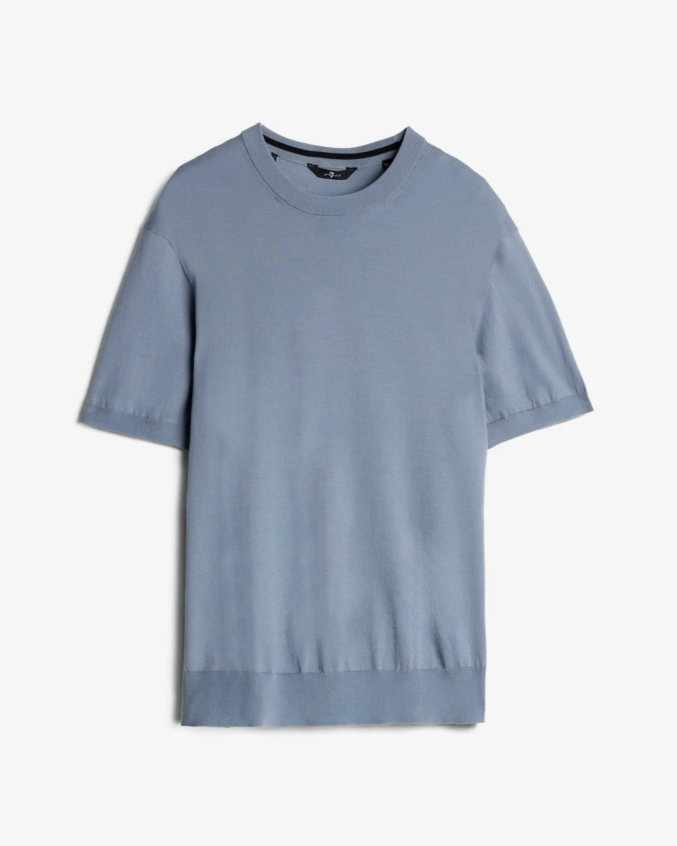 Classic Cotton Short Sleeve Sweater in Slate Blue sold by 7 For All Mankind