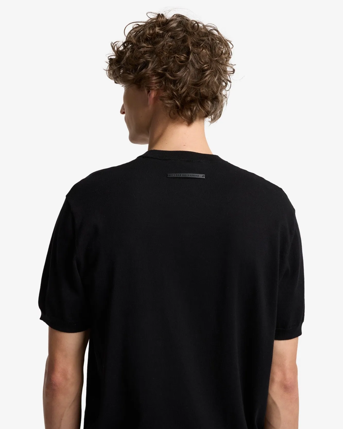 Classic Cotton Short Sleeve Sweater in Black sold by 7 For All Mankind product image thumbnail 4