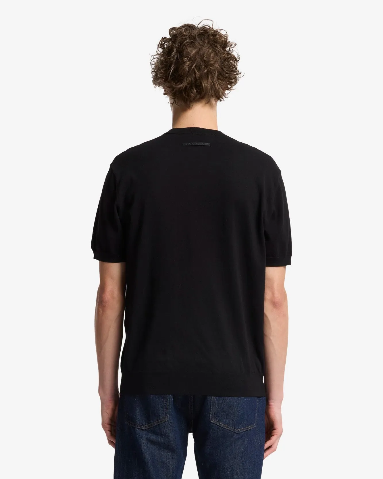 Classic Cotton Short Sleeve Sweater in Black sold by 7 For All Mankind product image thumbnail 5