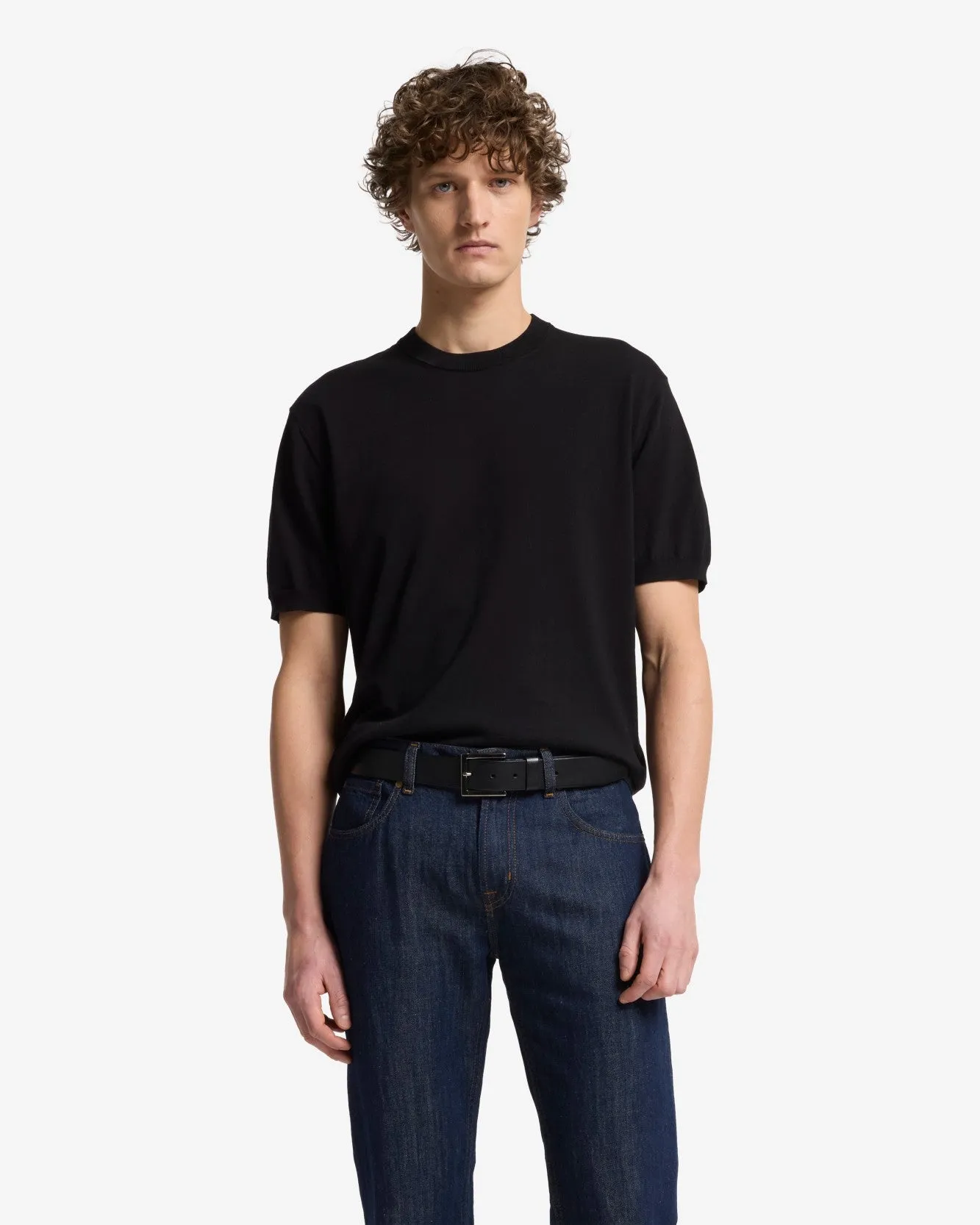 Classic Cotton Short Sleeve Sweater in Black sold by 7 For All Mankind product image thumbnail 2