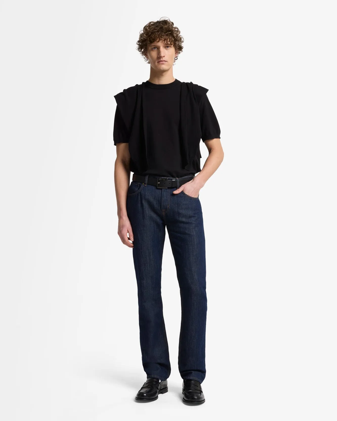 Classic Cotton Short Sleeve Sweater in Black sold by 7 For All Mankind product image thumbnail 3