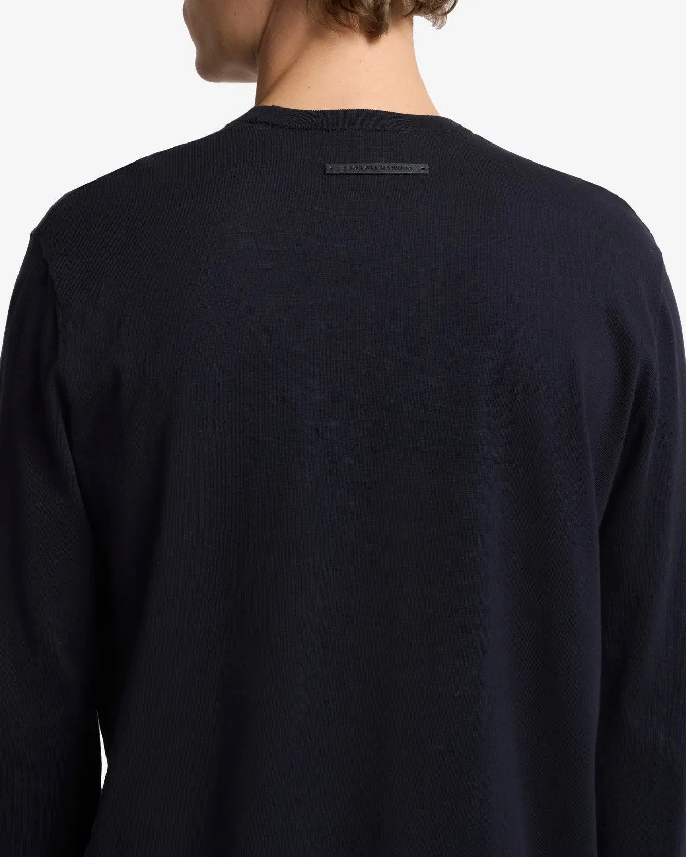 Classic Cotton Long Sleeve Sweater in Navy sold by 7 For All Mankind product image thumbnail 4