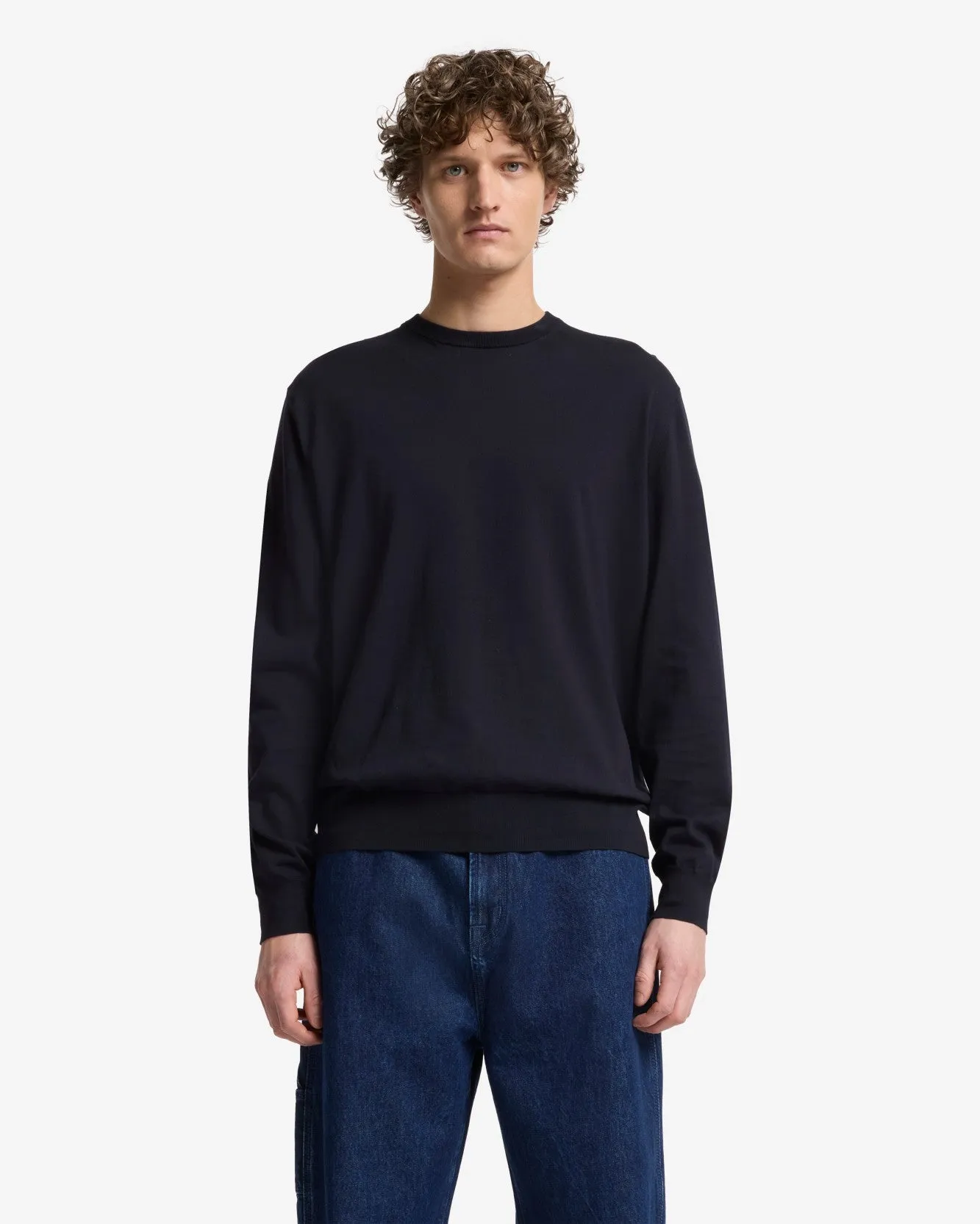 Classic Cotton Long Sleeve Sweater in Navy sold by 7 For All Mankind product image thumbnail 2