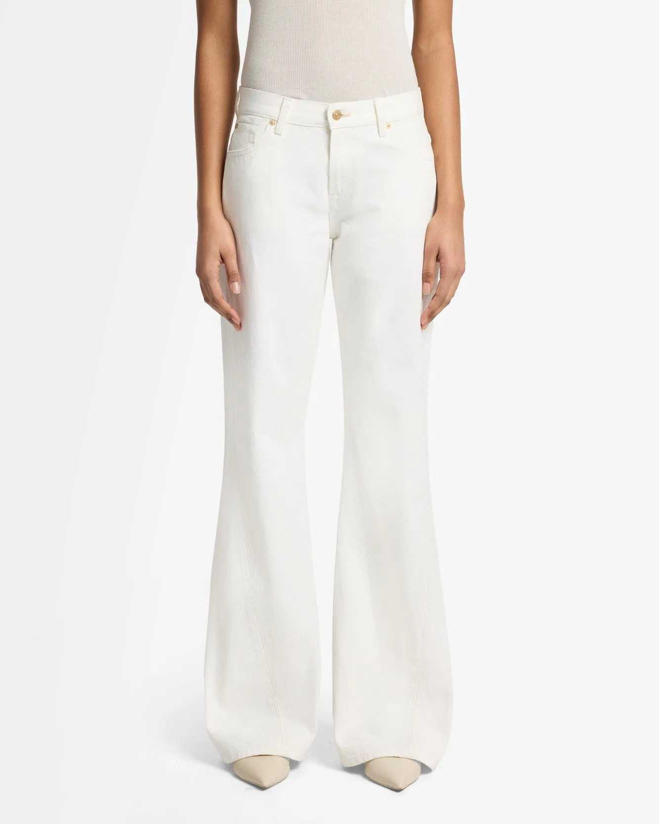 Slim Illusion Twisted Seam Spencer Flare in Milky Way sold by 7 For All Mankind product image thumbnail 3