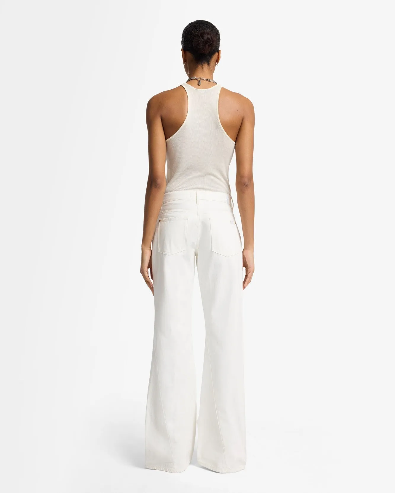 Slim Illusion Twisted Seam Spencer Flare in Milky Way sold by 7 For All Mankind product image thumbnail 5