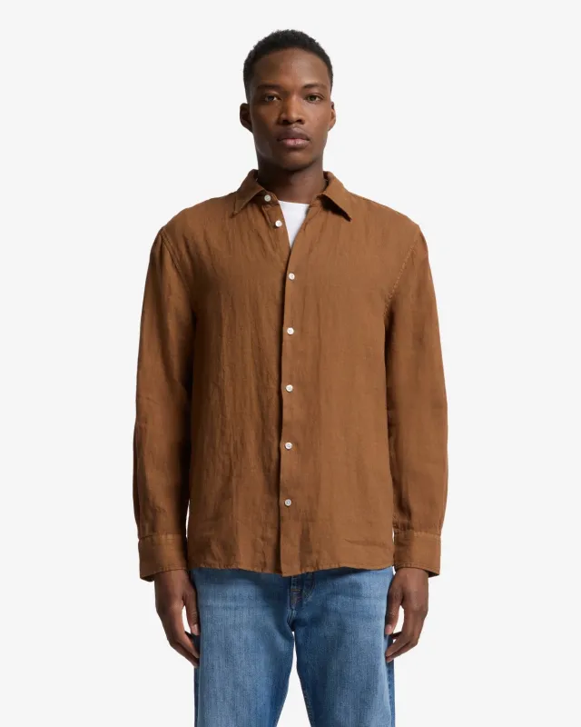 Classic Linen Button Up Shirt in Caramel sold by 7 For All Mankind