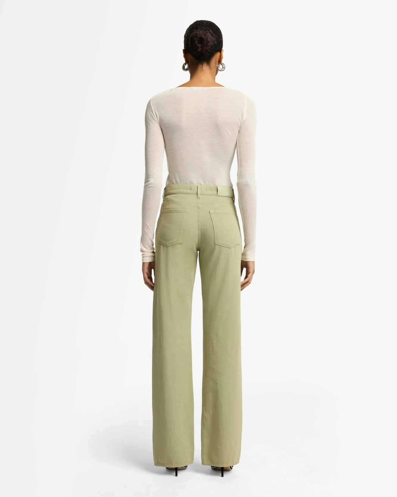 Linen Blend Tess Trouser in Palm sold by 7 For All Mankind product image thumbnail 5