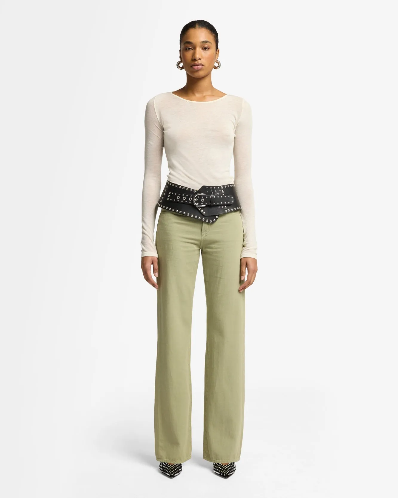 Linen Blend Tess Trouser in Palm sold by 7 For All Mankind product image thumbnail 2