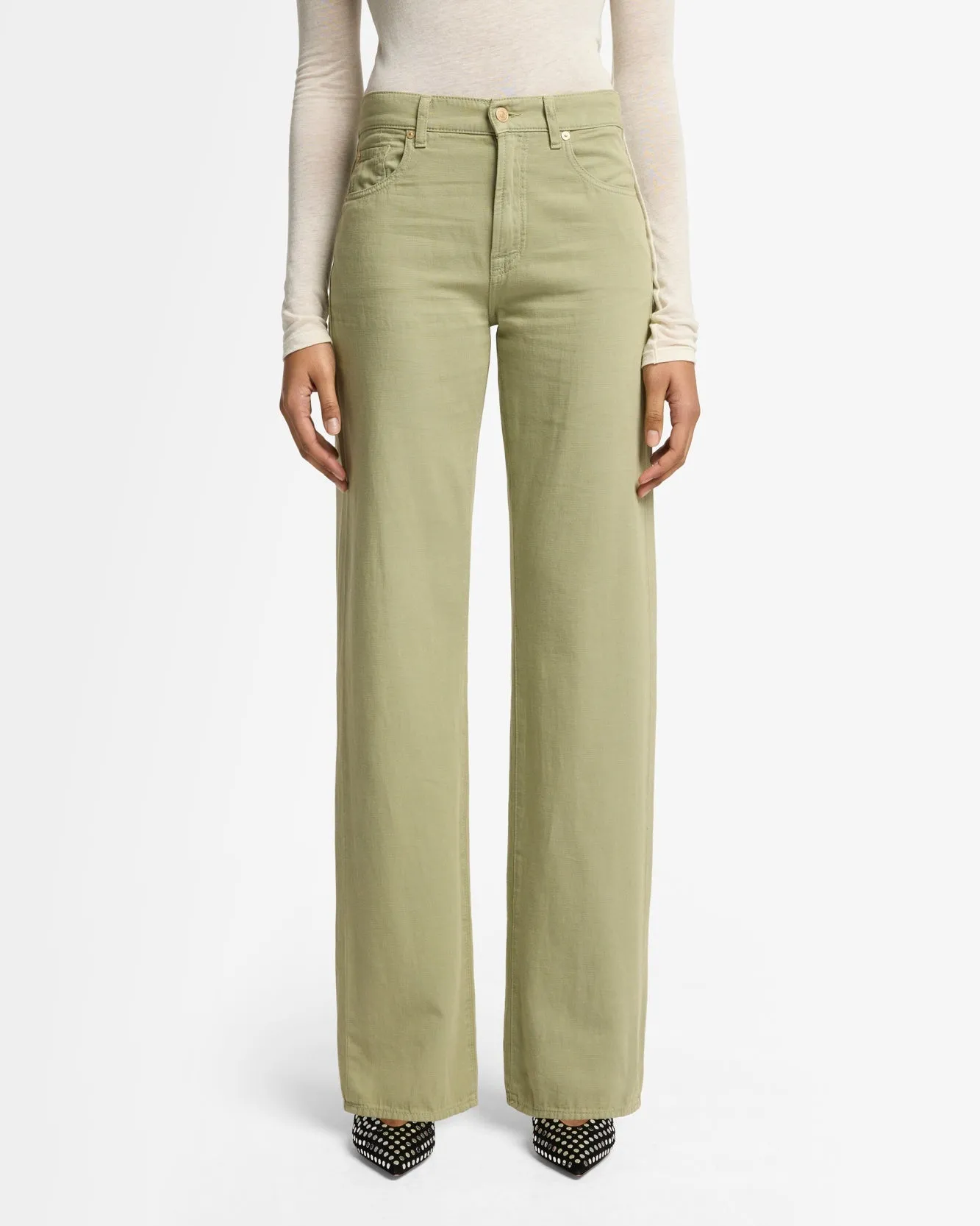Linen Blend Tess Trouser in Palm sold by 7 For All Mankind product image thumbnail 3