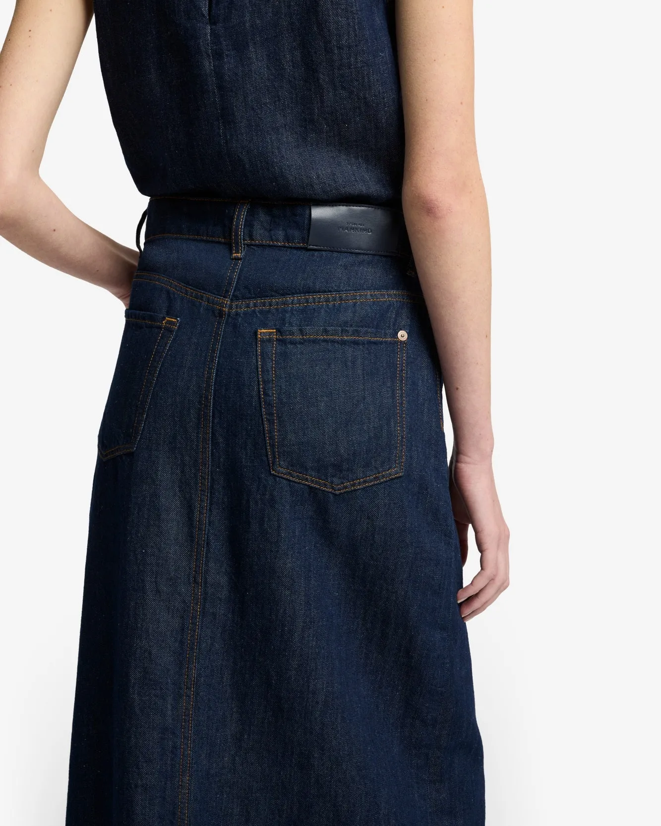 Indigo Linen Calla Skirt in Blueberry sold by 7 For All Mankind product image thumbnail 4