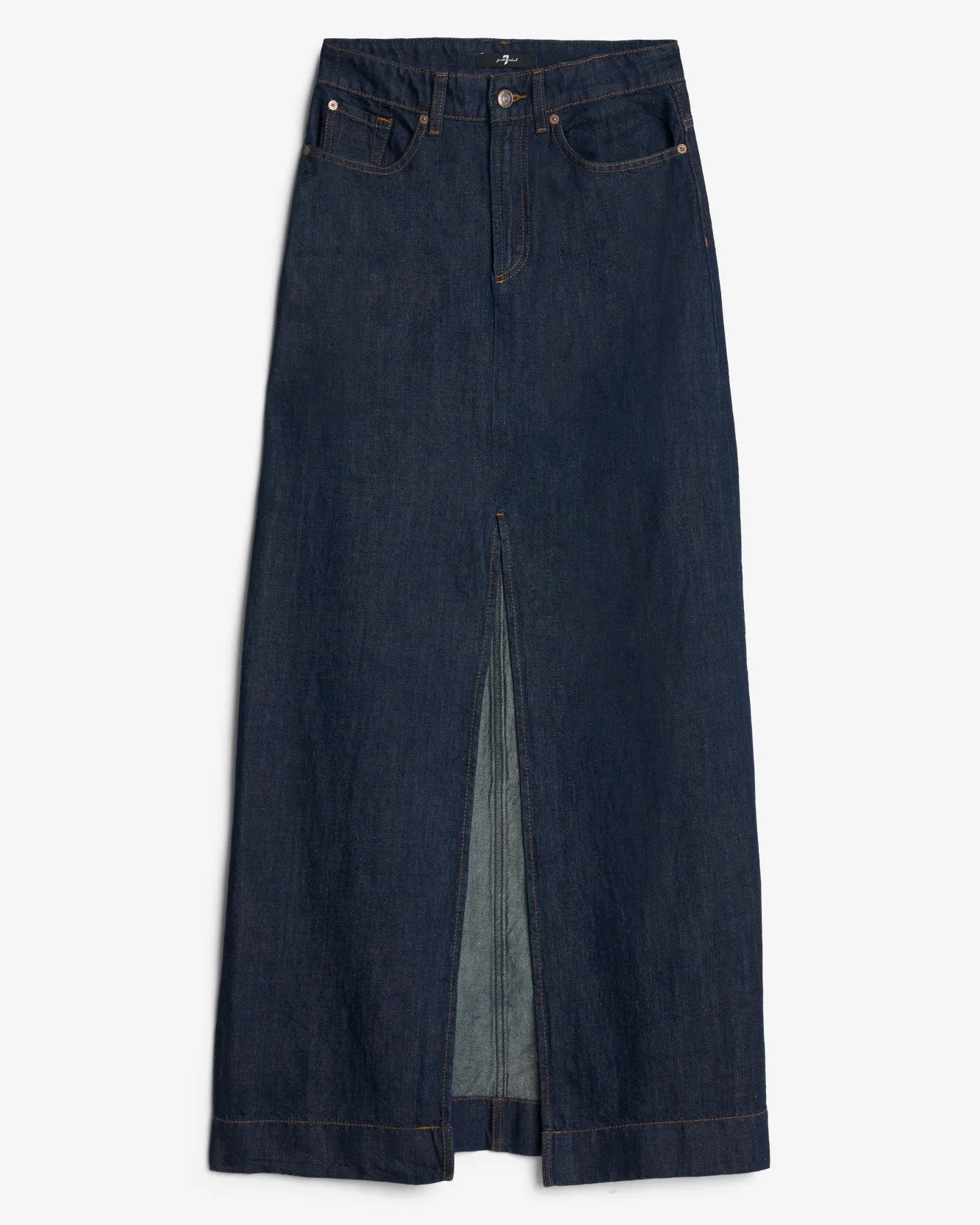 Indigo Linen Calla Skirt in Blueberry sold by 7 For All Mankind