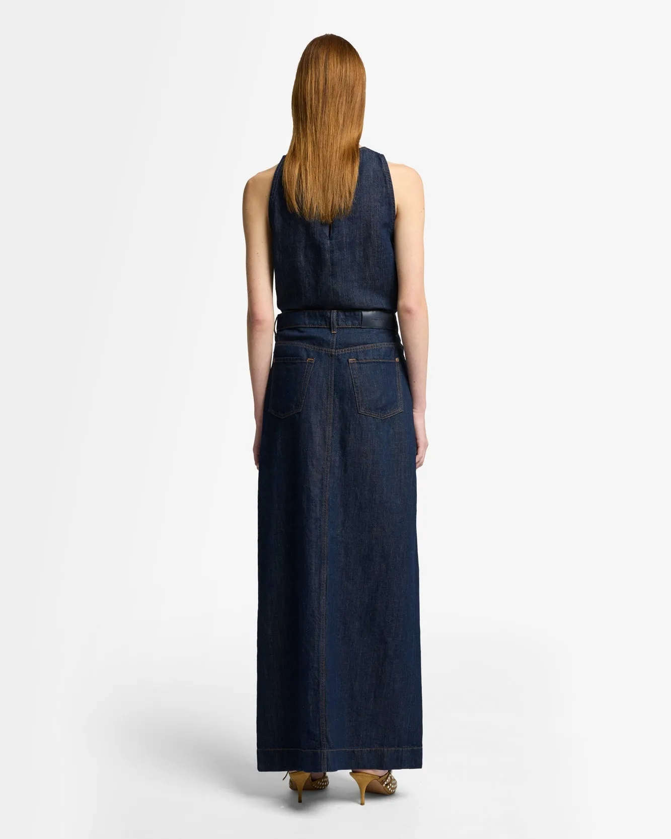 Indigo Linen Calla Skirt in Blueberry sold by 7 For All Mankind product image thumbnail 5