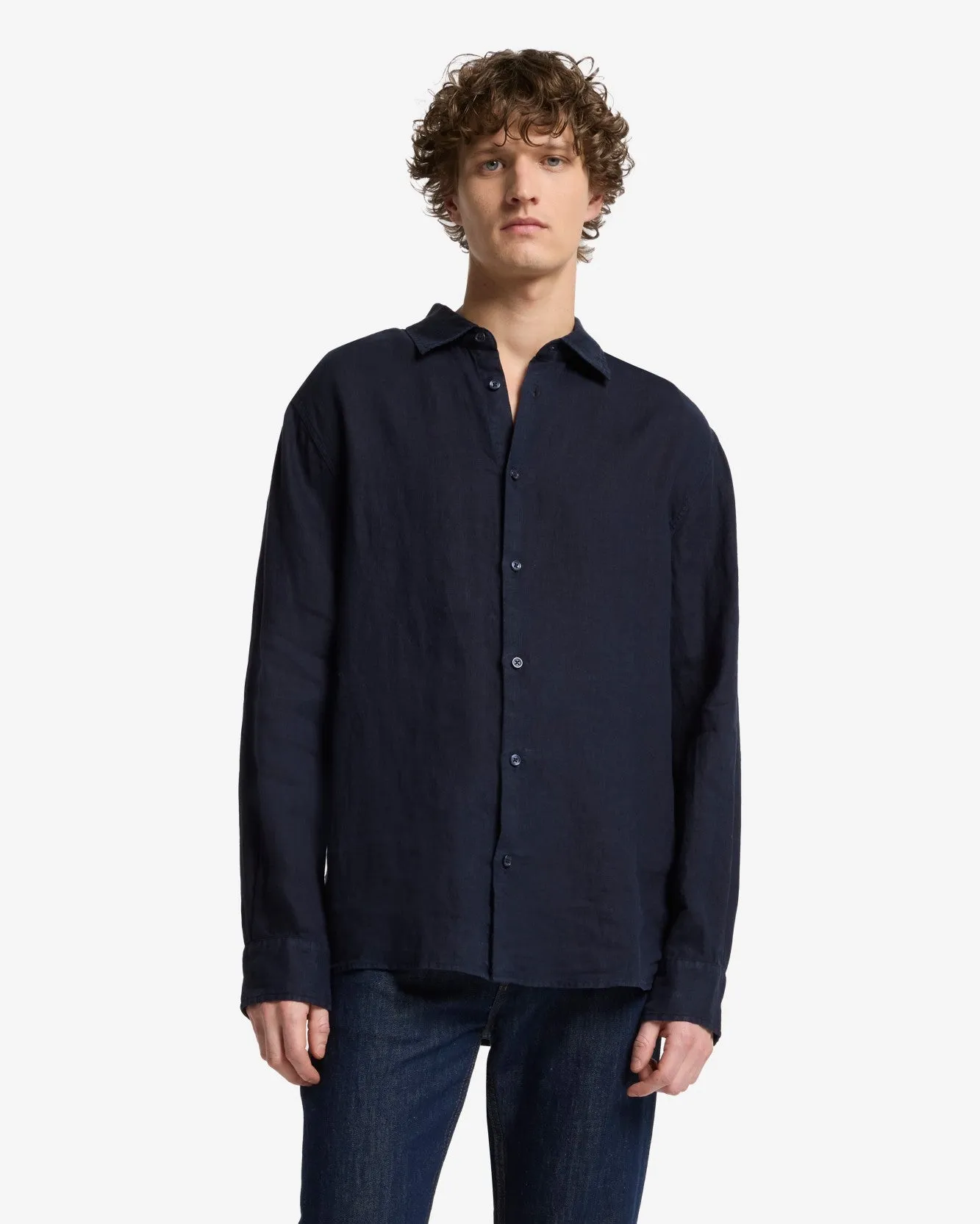 Classic Linen Button Up Shirt in Navy sold by 7 For All Mankind product image thumbnail 2