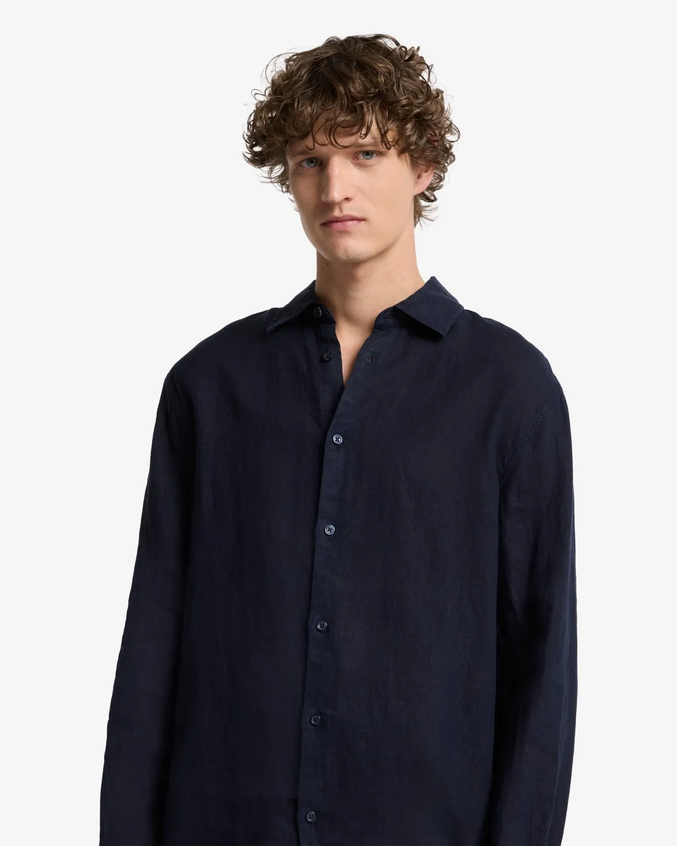 Classic Linen Button Up Shirt in Navy sold by 7 For All Mankind product image thumbnail 4