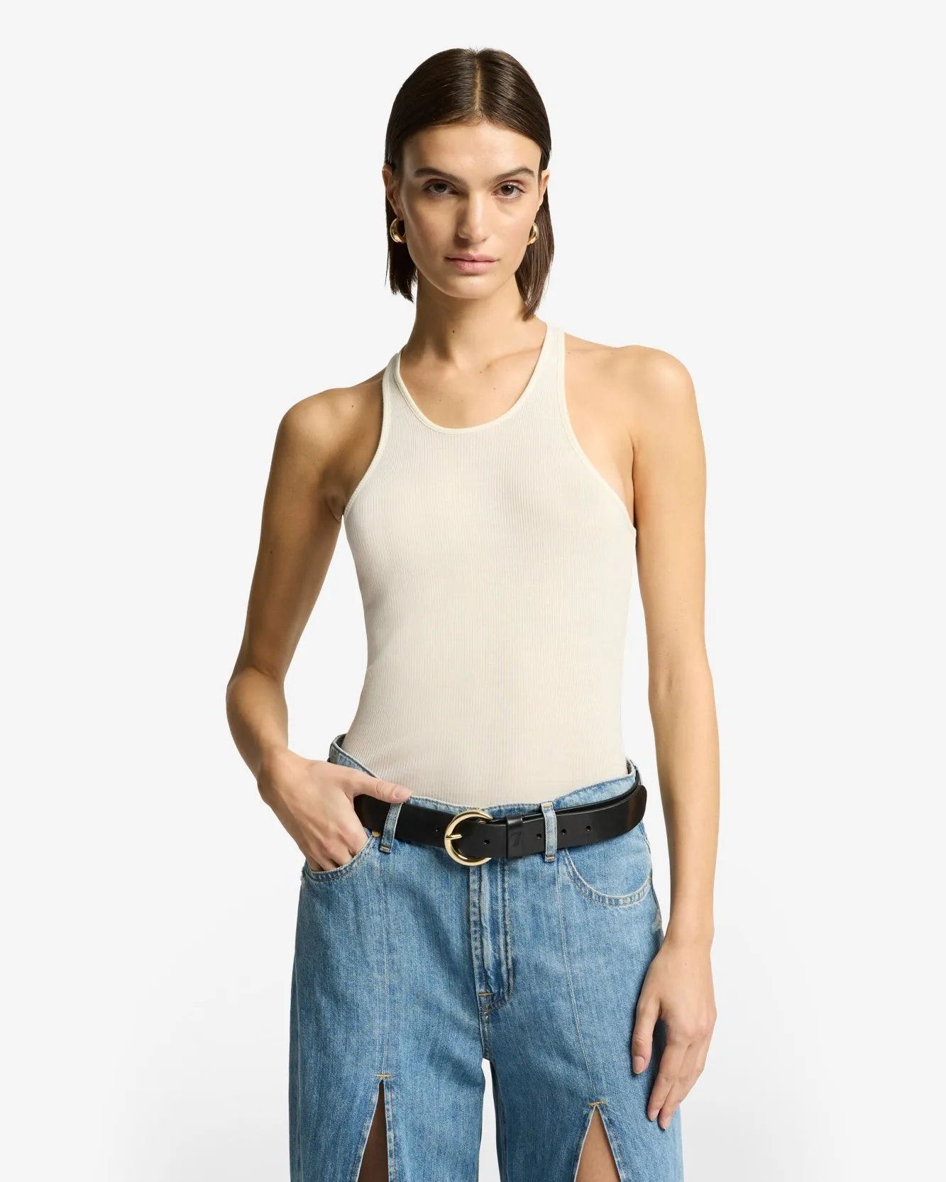 Racer Front Tank in White sold by 7 For All Mankind product image thumbnail 2