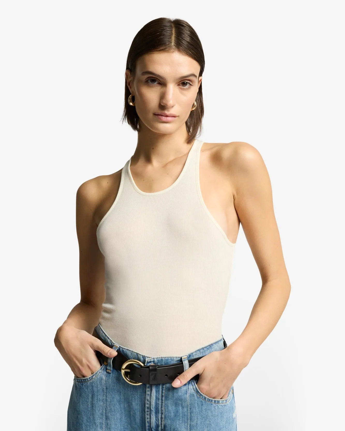 Racer Front Tank in White sold by 7 For All Mankind product image thumbnail 4