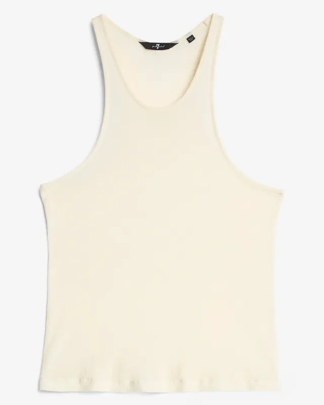 Racer Front Tank in White sold by 7 For All Mankind