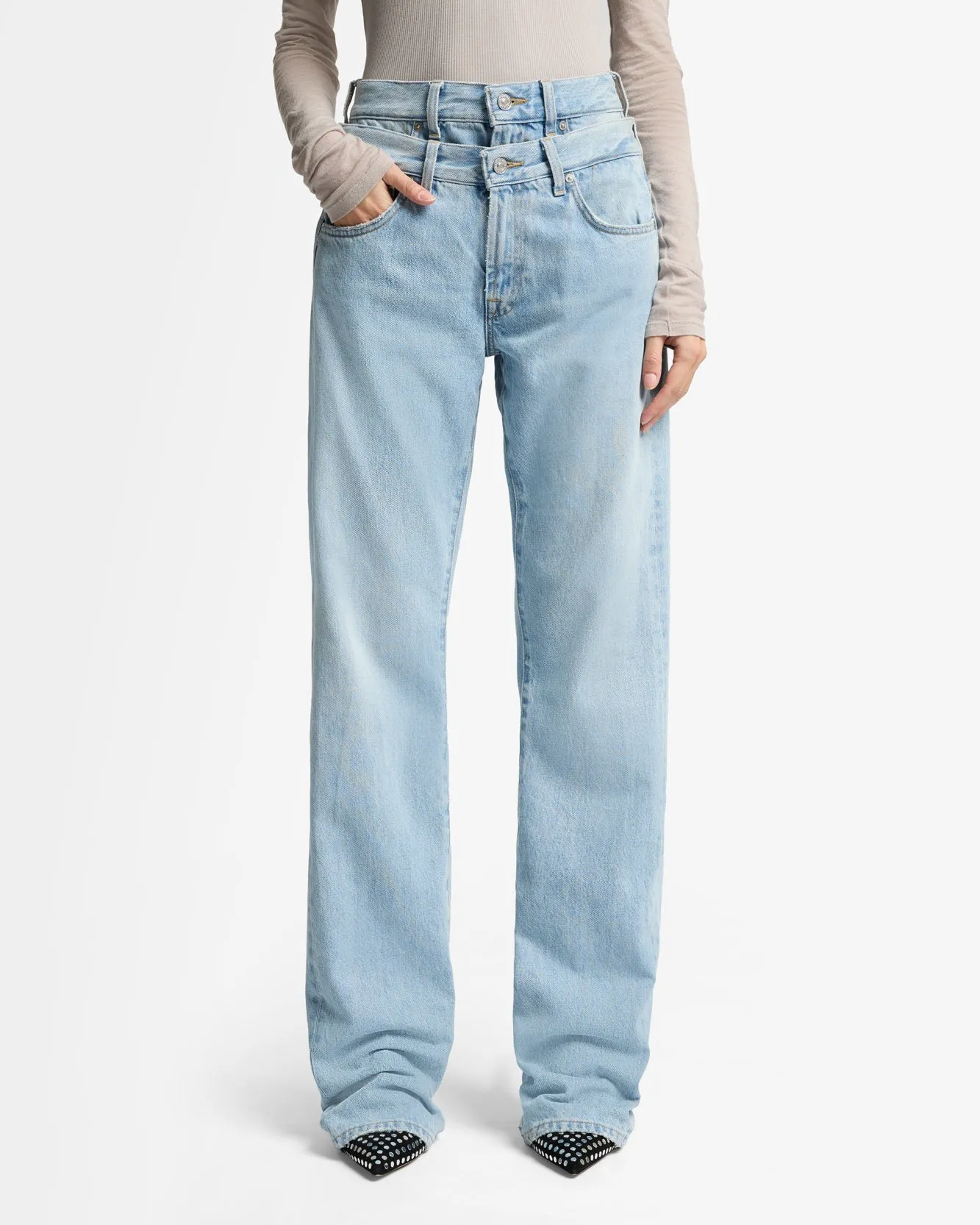 Double Waist Trouser in Bleach sold by 7 For All Mankind product image thumbnail 3
