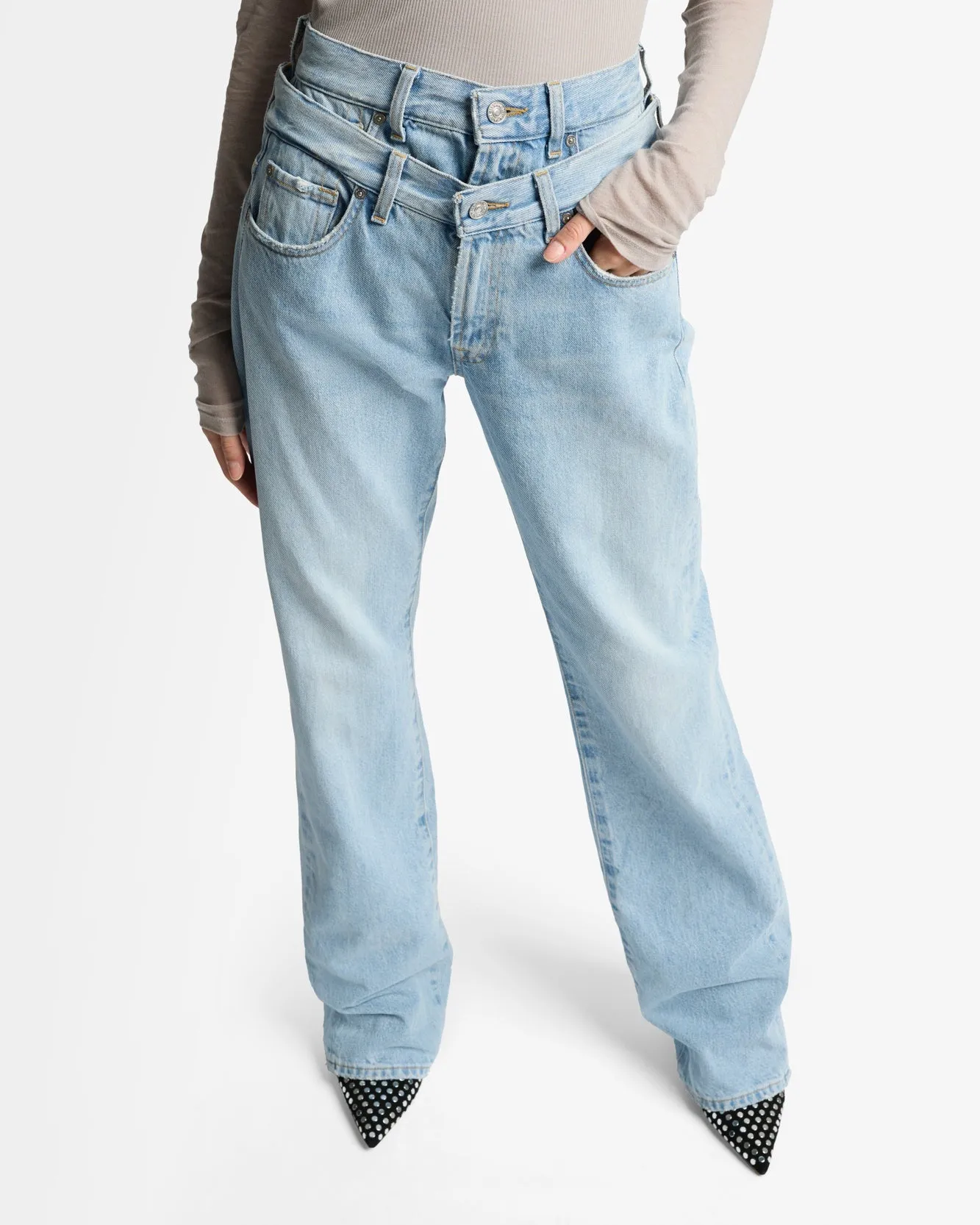 Double Waist Trouser in Bleach sold by 7 For All Mankind product image thumbnail 4
