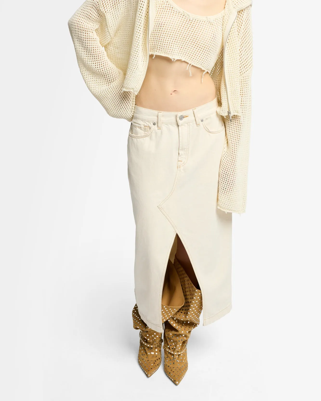 Denim Midi Skirt in Solitary Star sold by 7 For All Mankind product image thumbnail 4