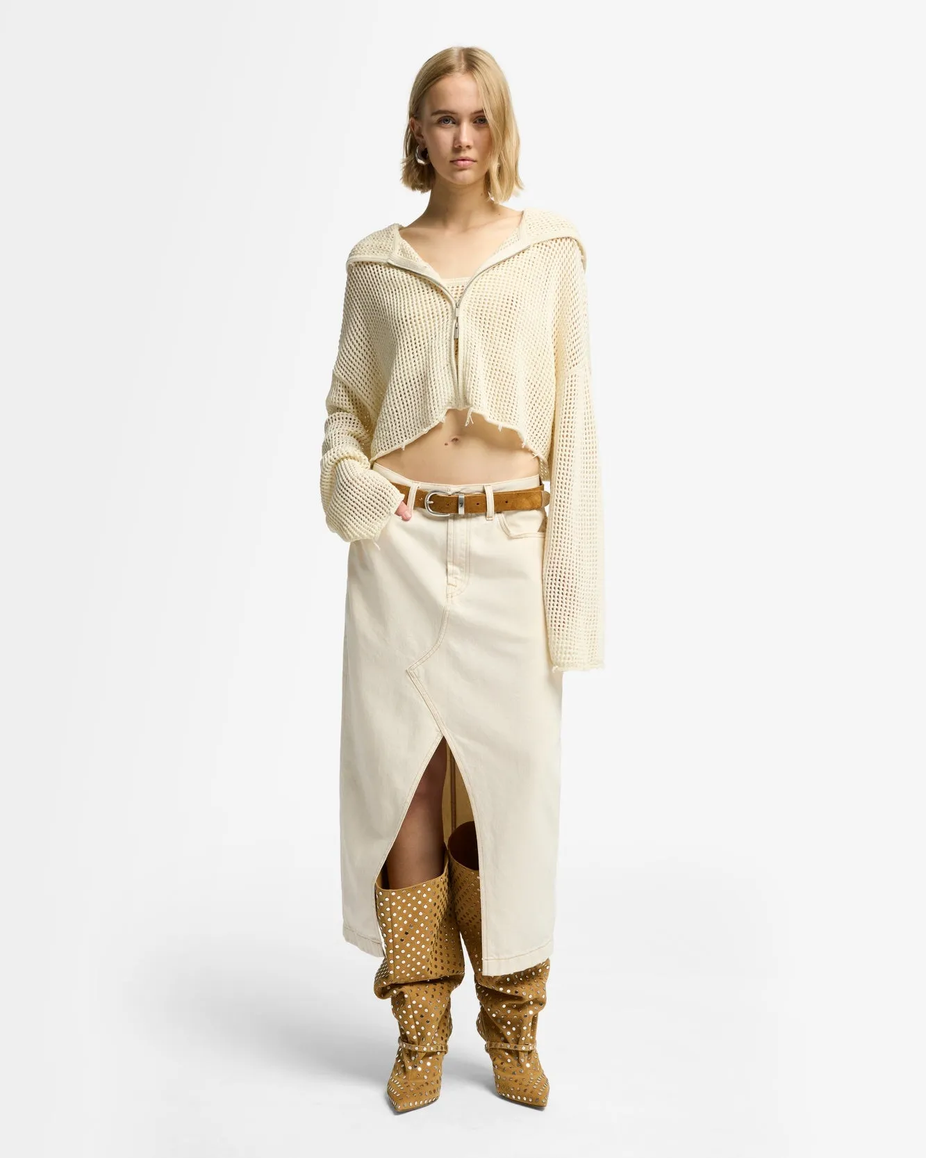 Denim Midi Skirt in Solitary Star sold by 7 For All Mankind product image thumbnail 2