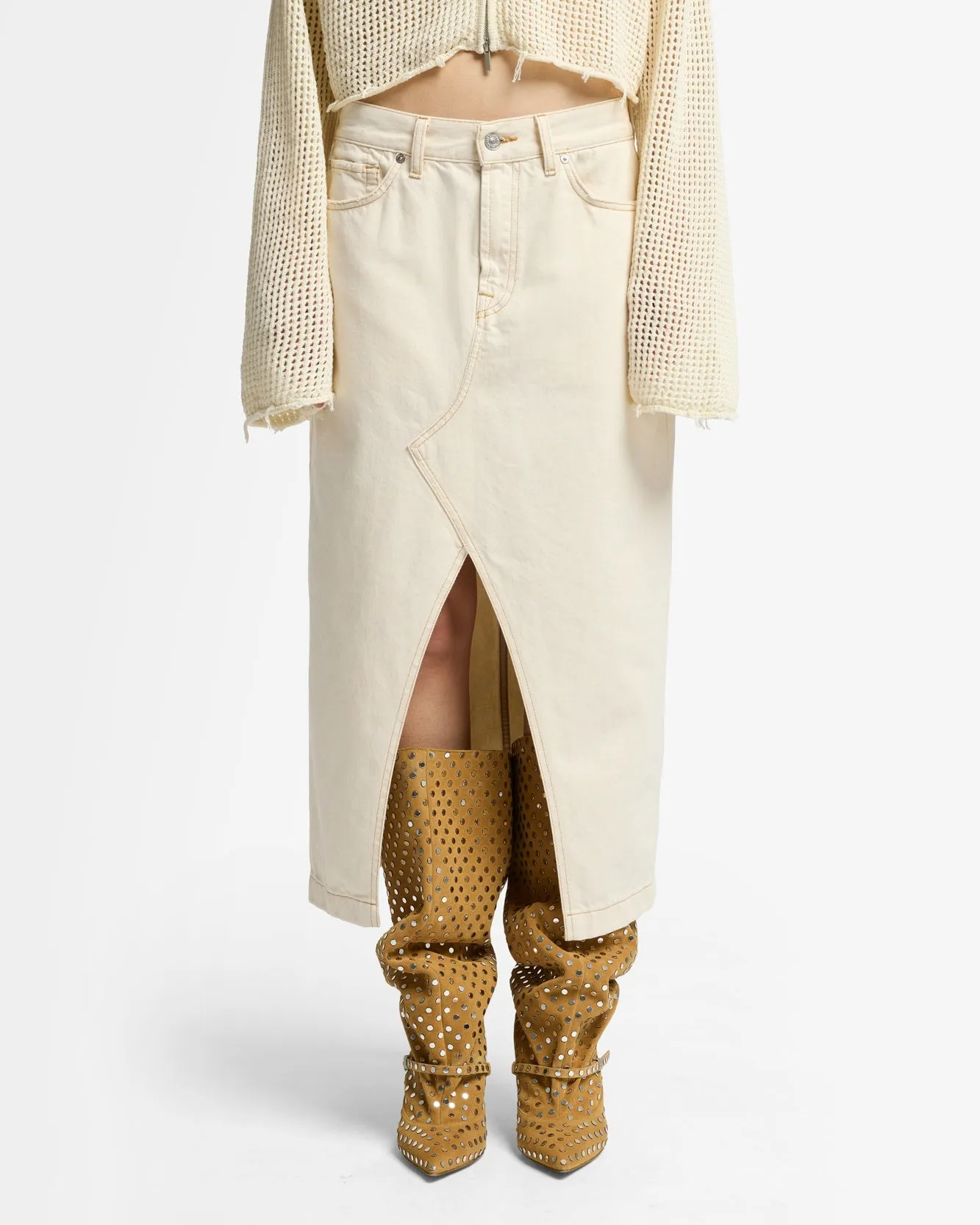 Denim Midi Skirt in Solitary Star sold by 7 For All Mankind product image thumbnail 3