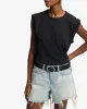 Linen Blend Muscle Tee in Black sold by 7 For All Mankind