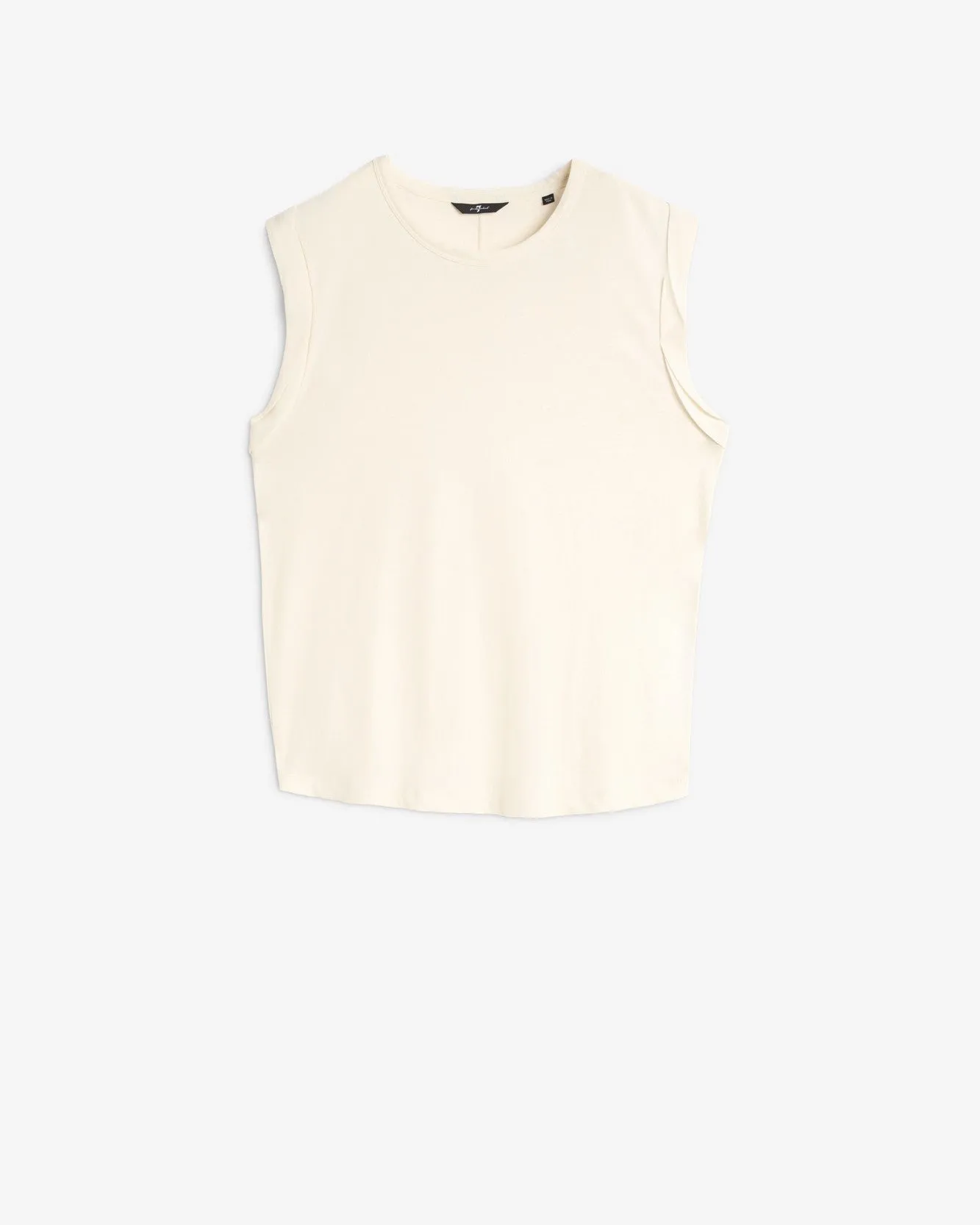 Linen Blend Muscle Tee in Ivory sold by 7 For All Mankind