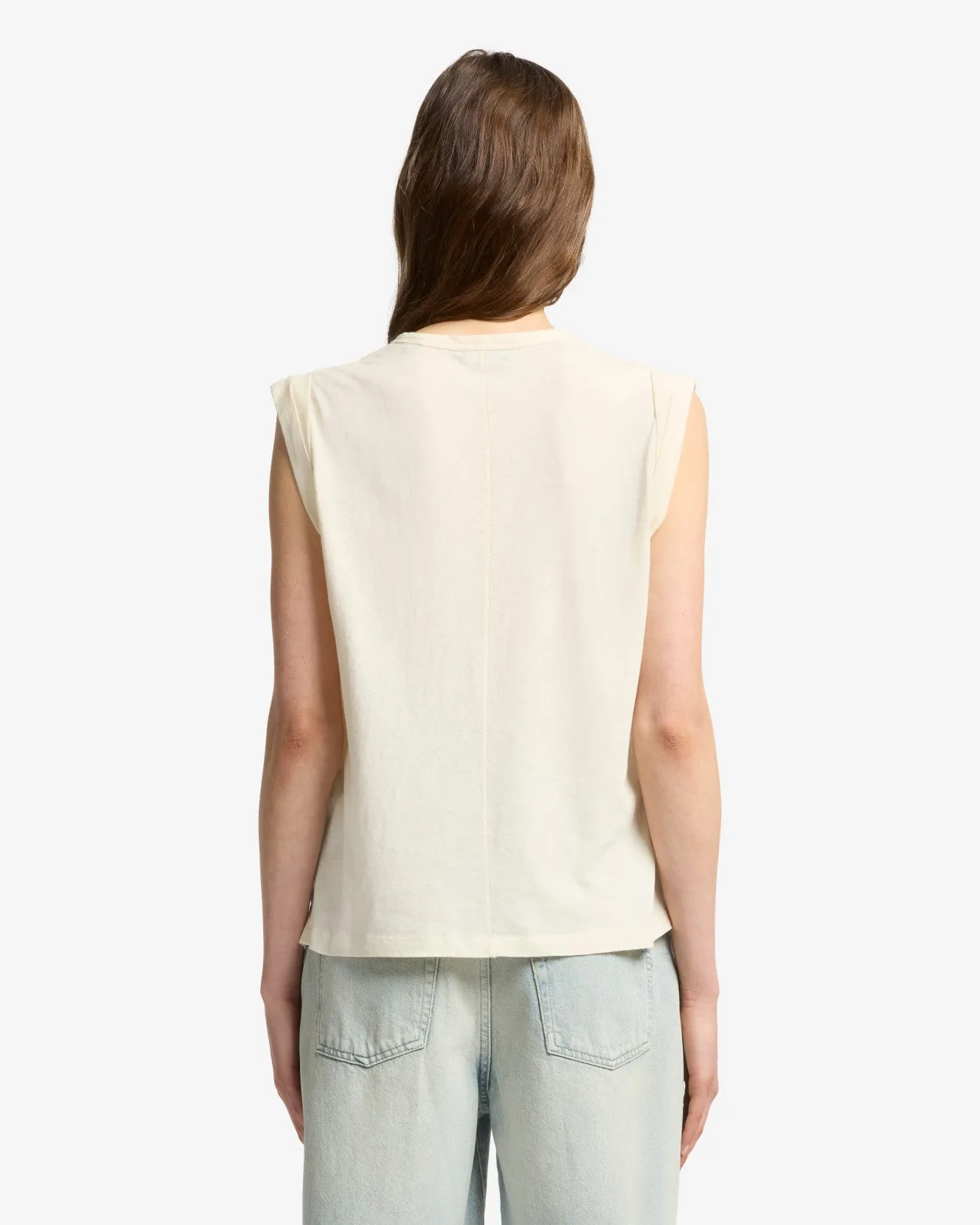 Linen Blend Muscle Tee in Ivory sold by 7 For All Mankind product image thumbnail 5