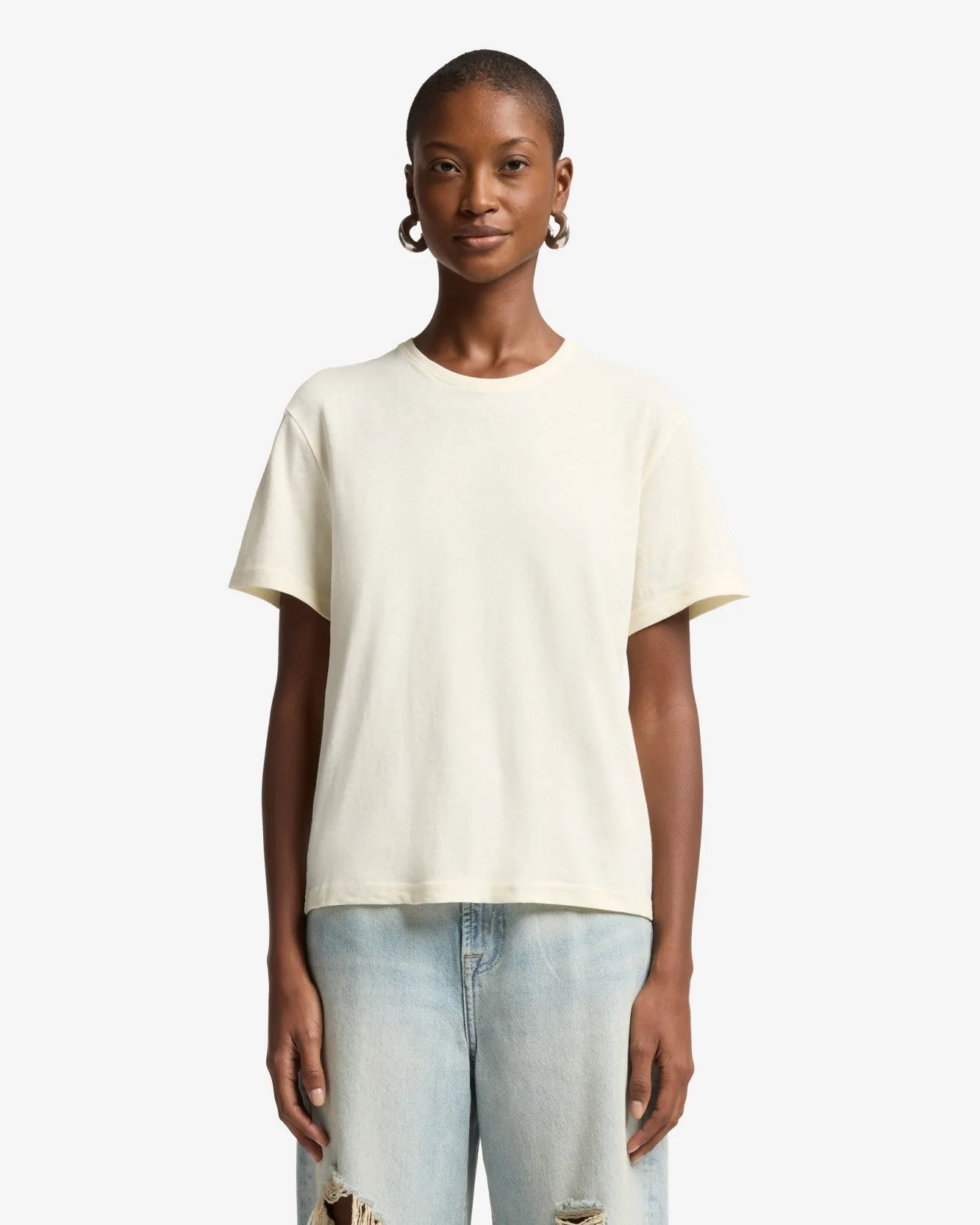 Linen Blend Tee in Ivory sold by 7 For All Mankind product image thumbnail 2