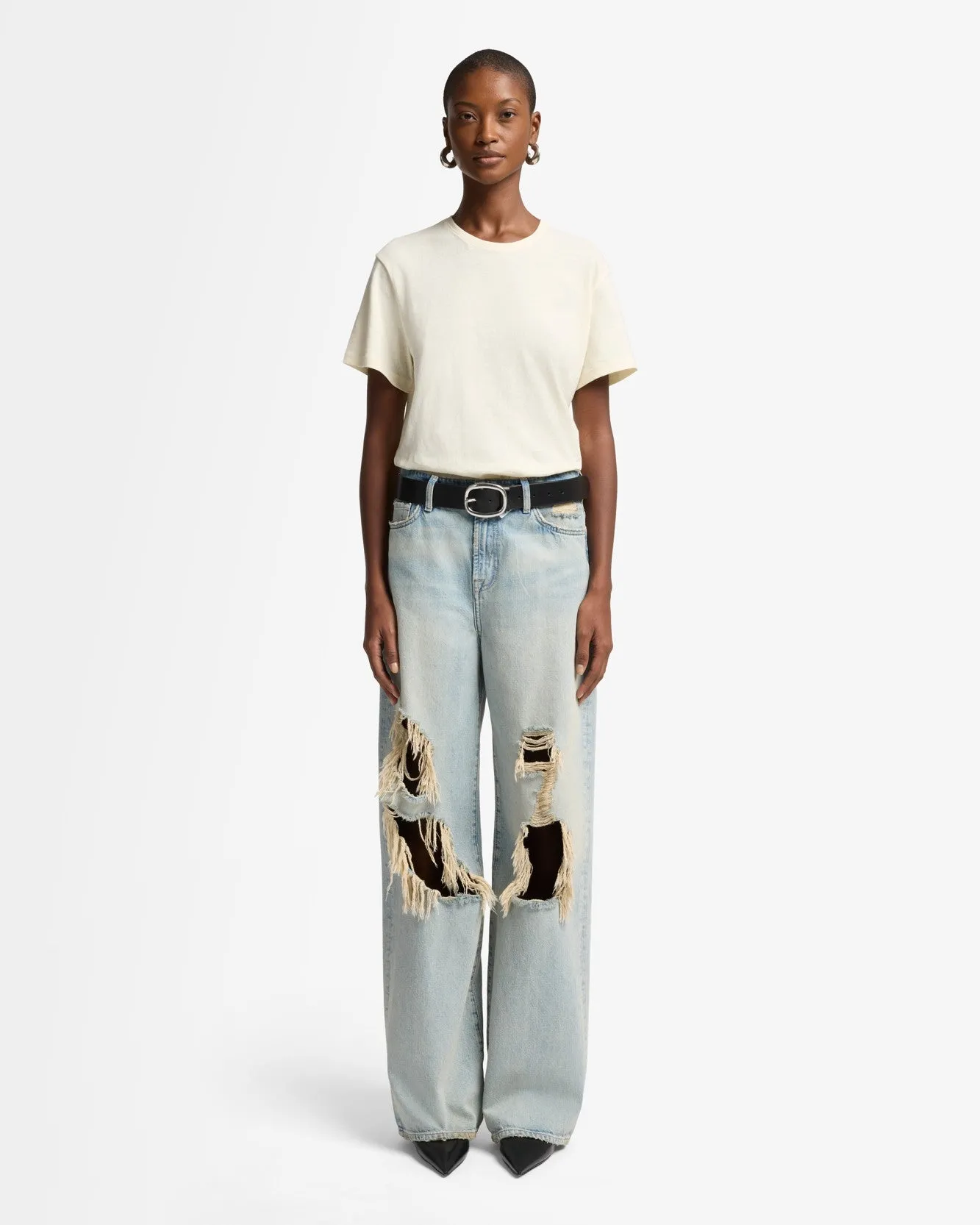 Linen Blend Tee in Ivory sold by 7 For All Mankind product image thumbnail 3