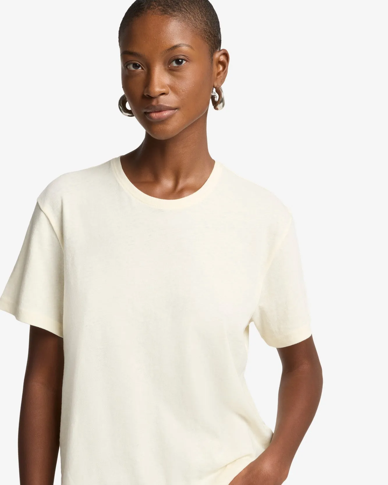 Linen Blend Tee in Ivory sold by 7 For All Mankind product image thumbnail 4