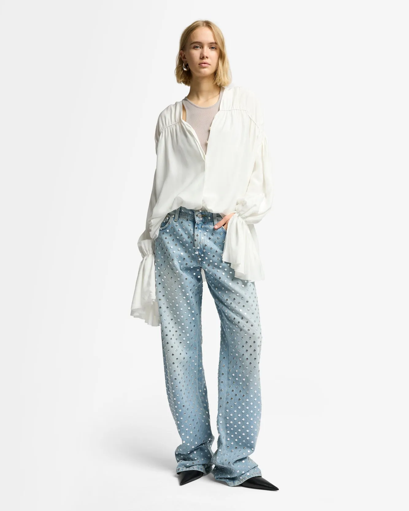 Studded Straight Trouser in Bleach sold by 7 For All Mankind product image thumbnail 2