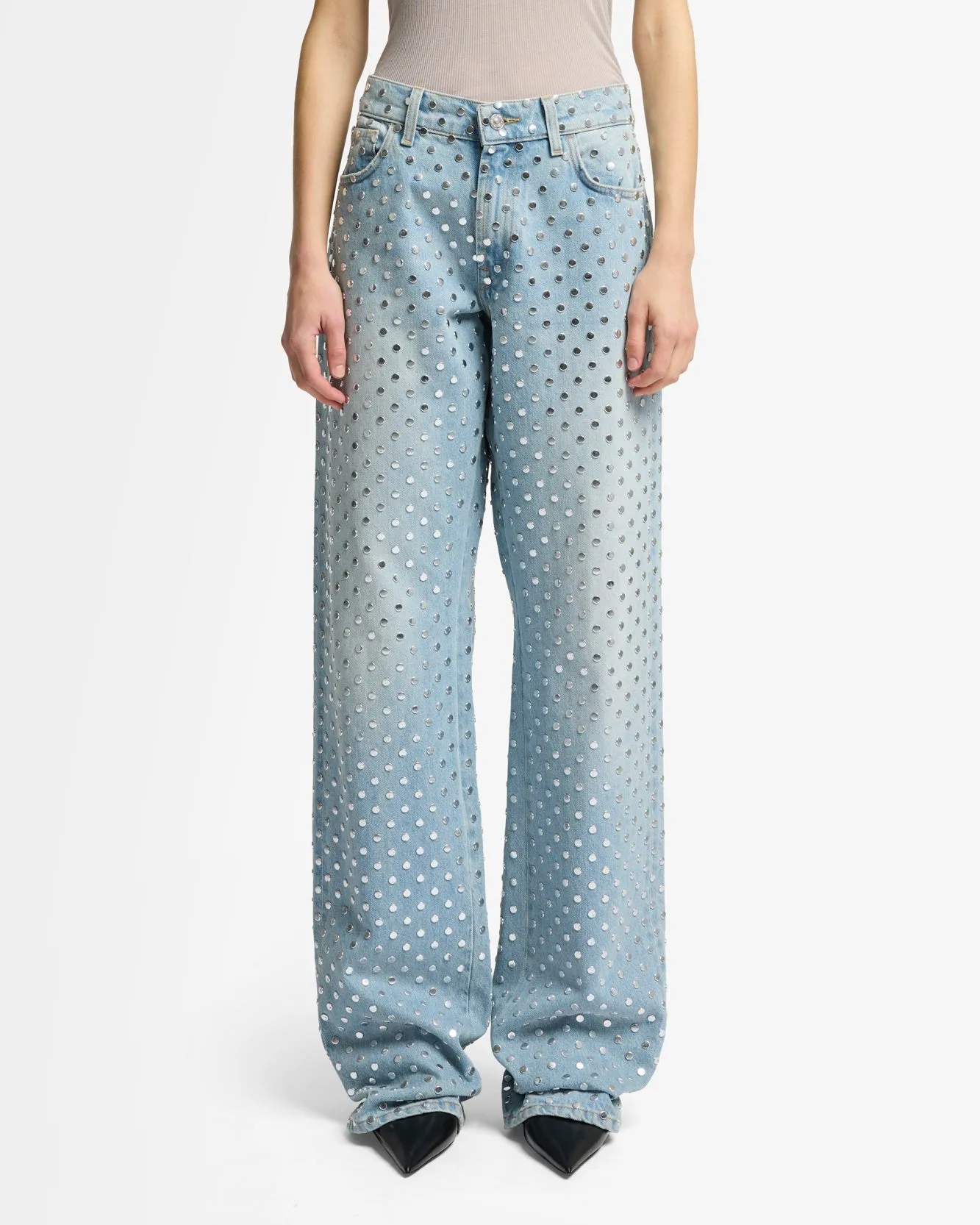 Studded Straight Trouser in Bleach sold by 7 For All Mankind product image thumbnail 3