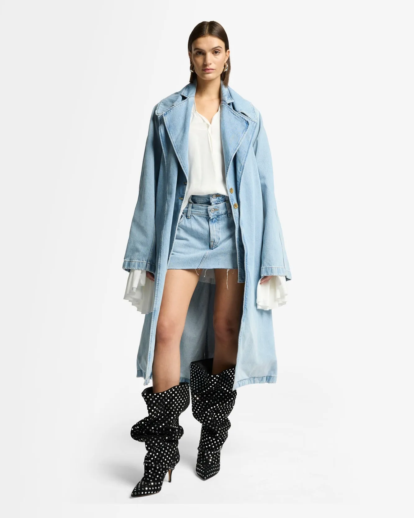 Denim Trench Coat in Bleach sold by 7 For All Mankind product image thumbnail 3
