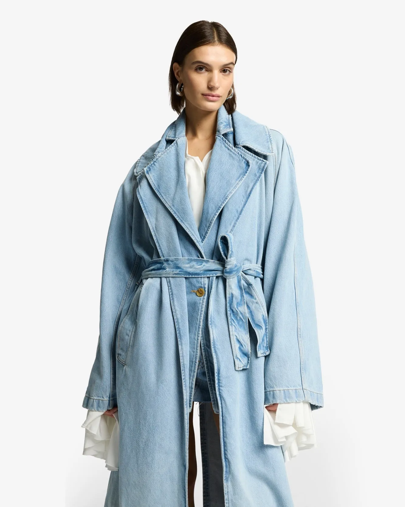 Denim Trench Coat in Bleach sold by 7 For All Mankind product image thumbnail 2
