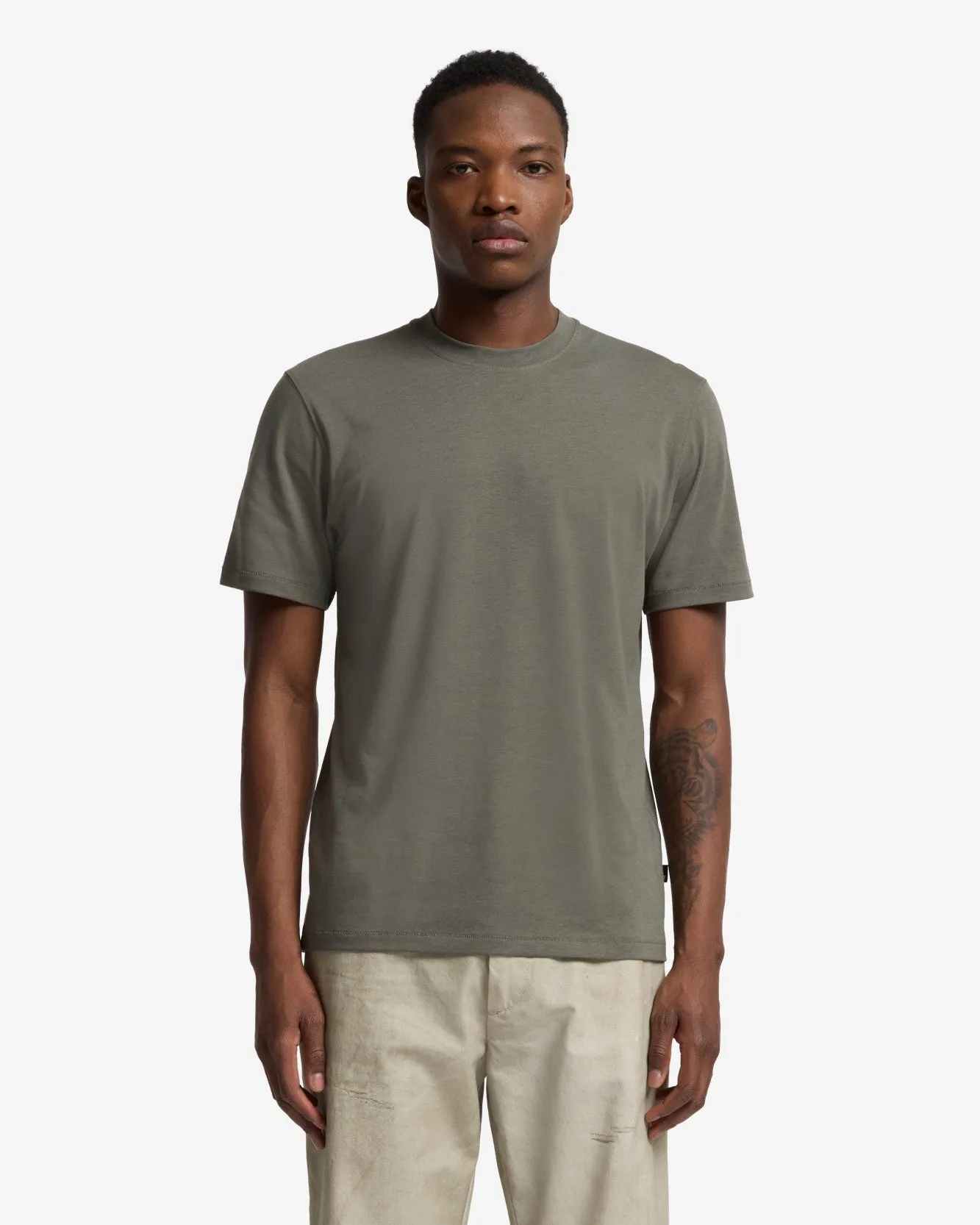 Lyocell Crewneck Tee in Army Green sold by 7 For All Mankind