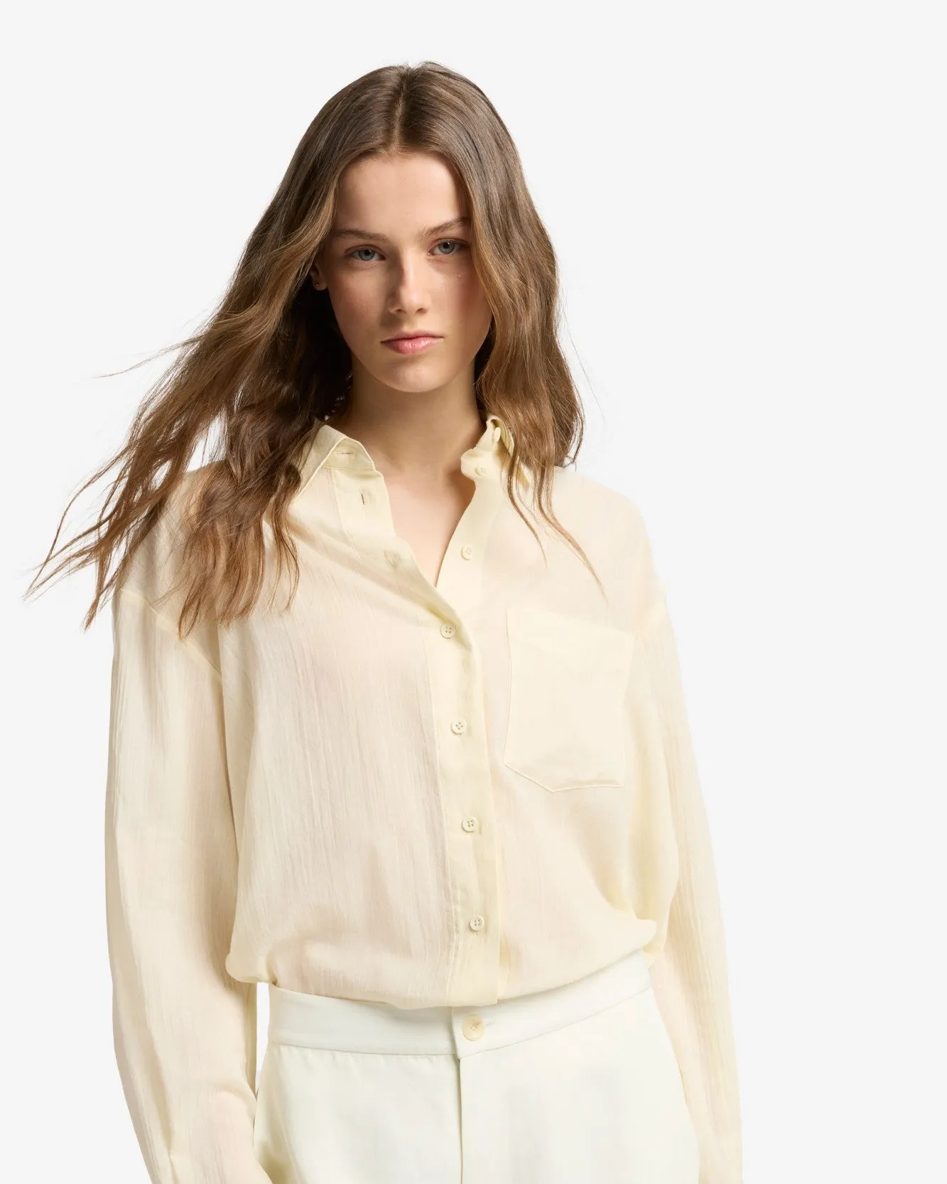 Oversize Button Down Shirt in Ivory sold by 7 For All Mankind product image thumbnail 4