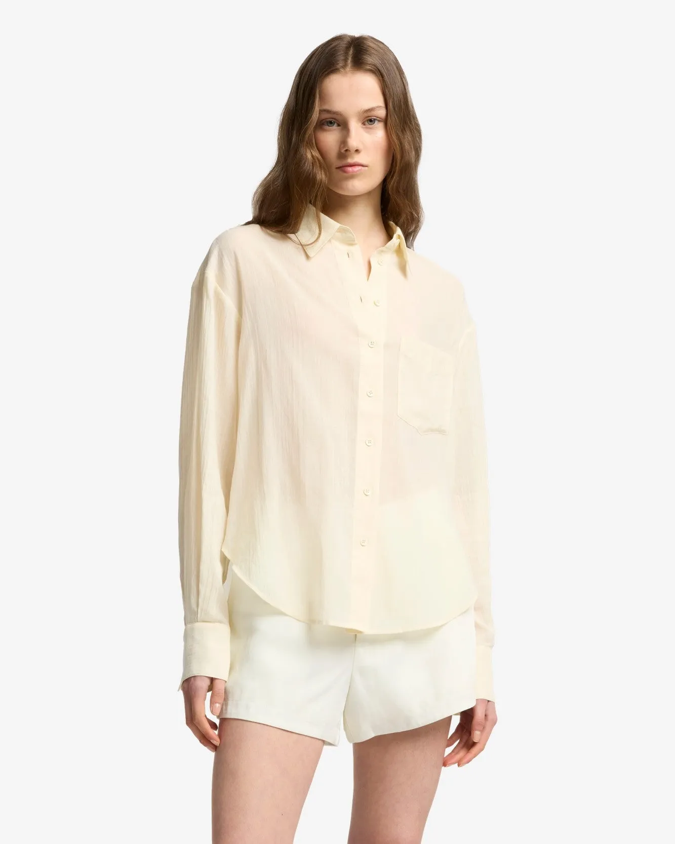 Oversize Button Down Shirt in Ivory sold by 7 For All Mankind product image thumbnail 2