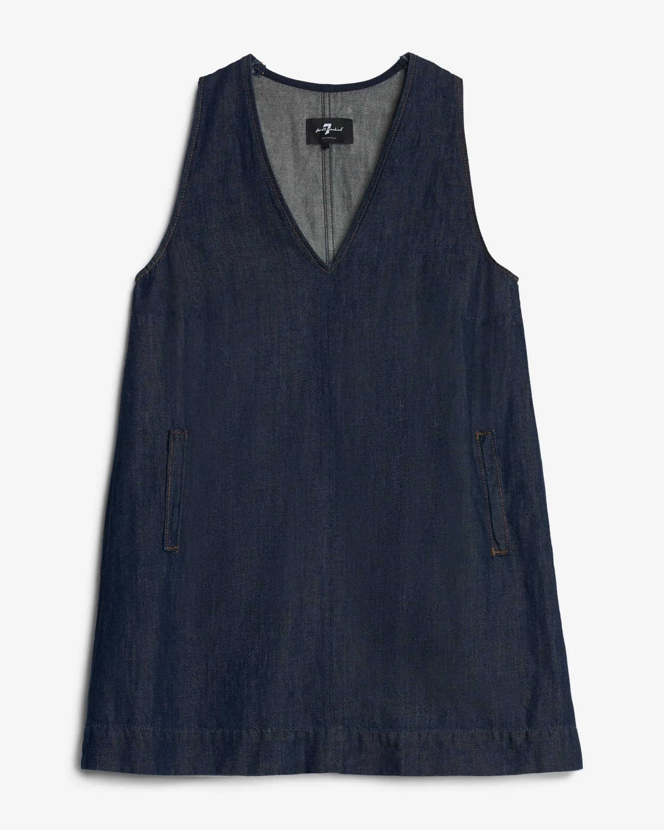 Indigo Linen V-Neck Dress in Blueberry sold by 7 For All Mankind