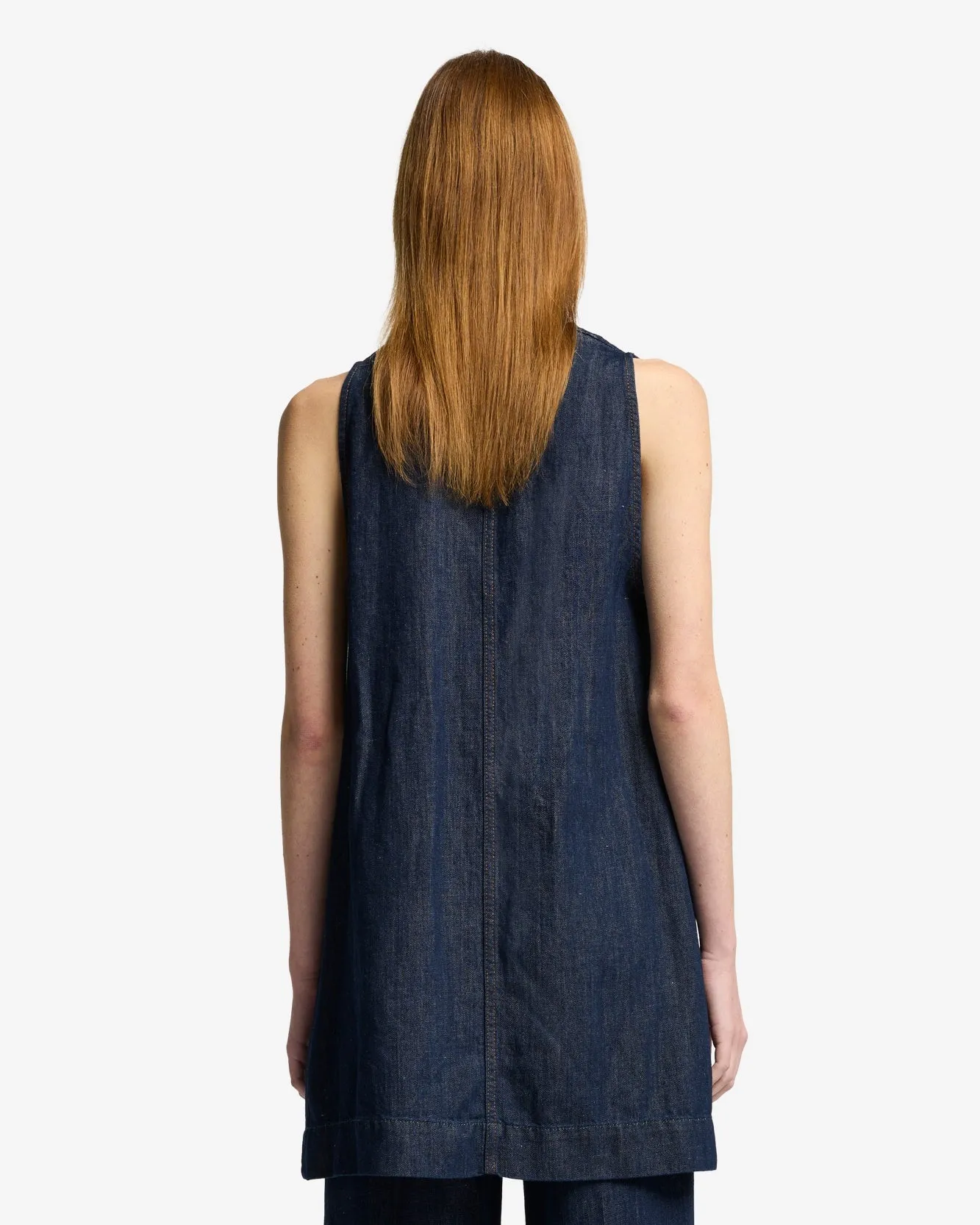 Indigo Linen V-Neck Dress in Blueberry sold by 7 For All Mankind product image thumbnail 5