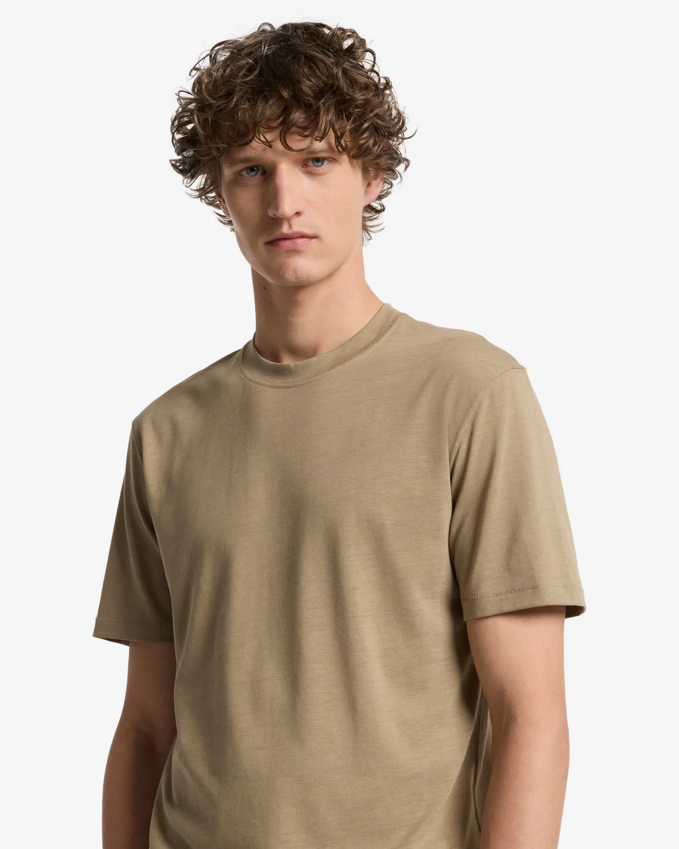 Lyocell Crewneck Tee in Taupe sold by 7 For All Mankind product image thumbnail 3
